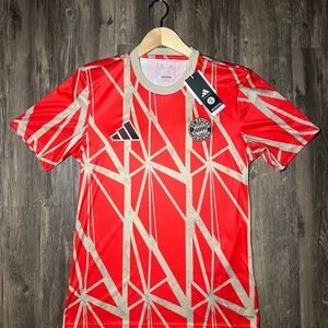Adidas Red and Gold Men's Geometric Jersey